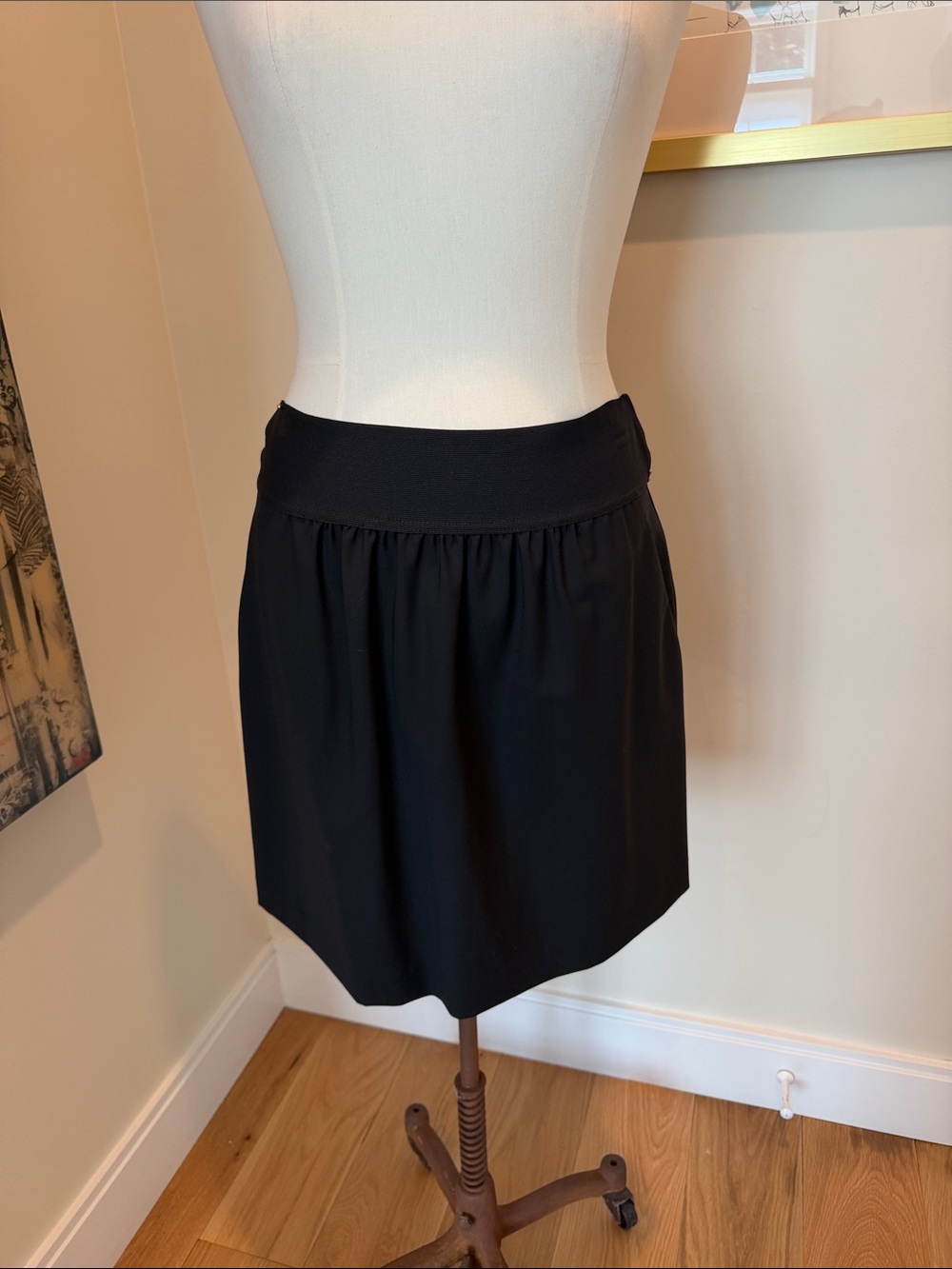 Theory Black Mini Skirt with Elastic Waistband and Pockets